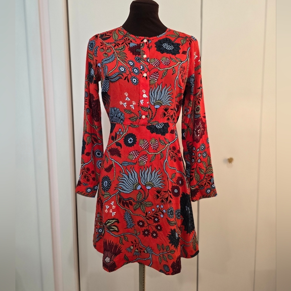 🍁LOFT 00Petite Orange Floral Dress